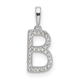 14k White Gold B Initial Pendant with Diamond Accents, Monogram Letter Charm for Women