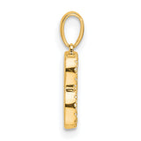 14k Yellow Gold Letter B Pendant with White Cubic Zirconia, Block Initial Charm