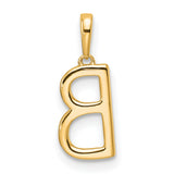 14k Yellow Gold Letter B Pendant with White Cubic Zirconia, Block Initial Charm