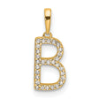 14k Yellow Gold Letter B Pendant with White Cubic Zirconia, Block Initial Charm