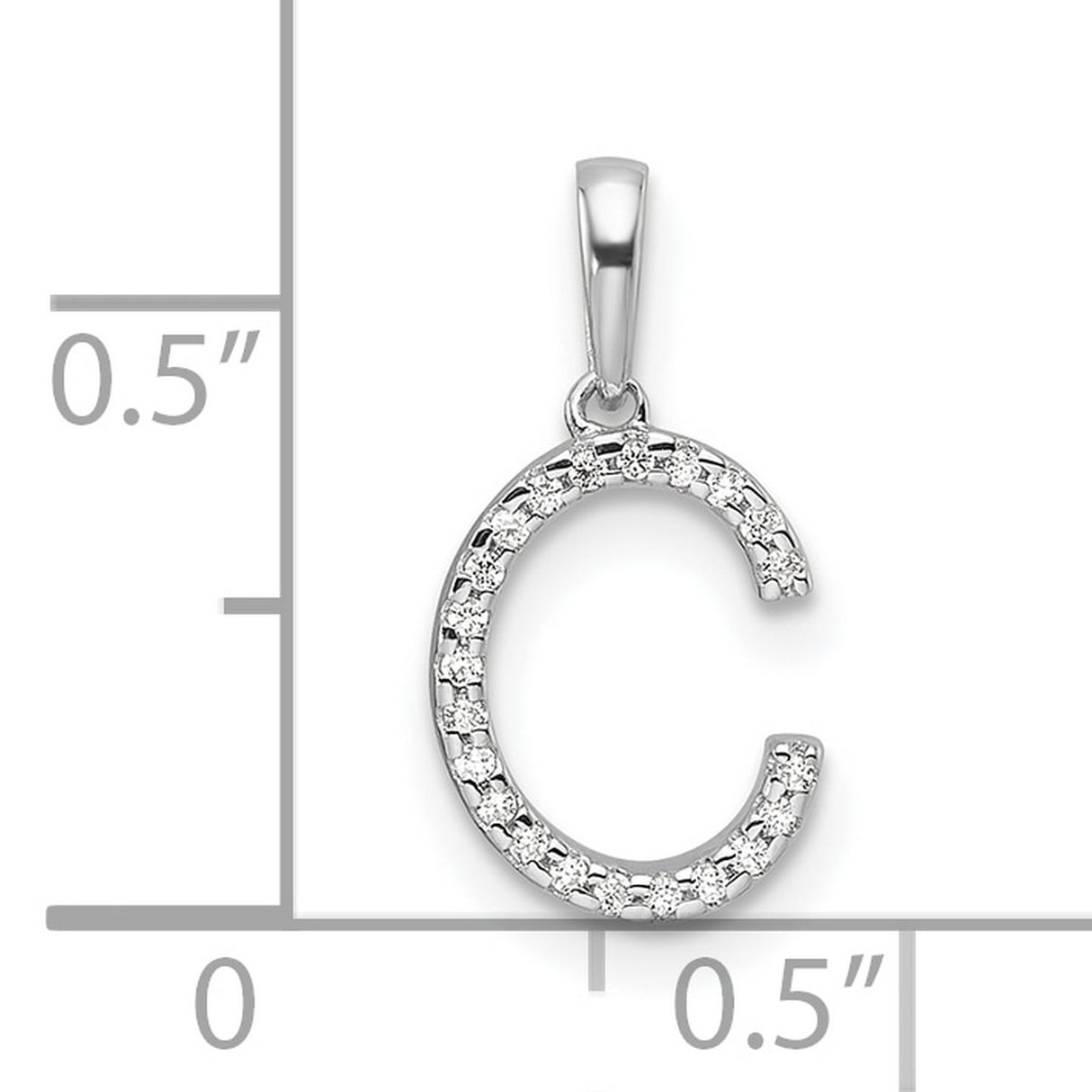 Diamond Letter C Initial Charm Pendant in Real 14k White Gold