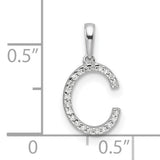 Diamond Letter C Initial Charm Pendant in Real 14k White Gold