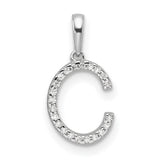 Diamond Letter C Initial Charm Pendant in Real 14k White Gold