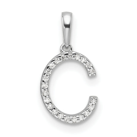Diamond Letter C Initial Charm Pendant in Real 14k White Gold