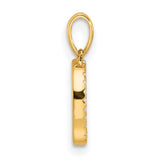 10k Yellow Gold Letter D Pendant with Clear Round Gemstone Border, Bold Initial Charm