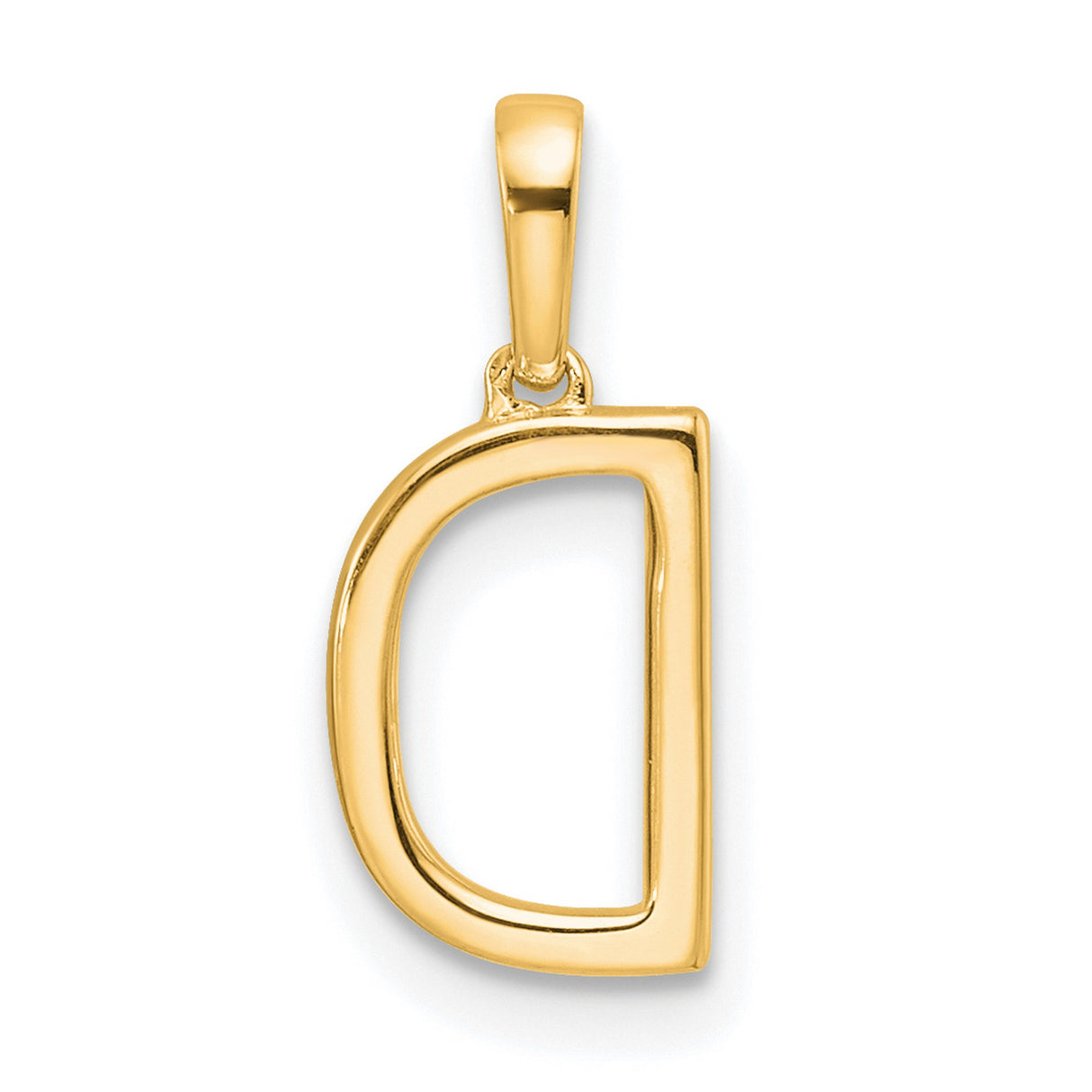 10k Yellow Gold Letter D Pendant with Clear Round Gemstone Border, Bold Initial Charm