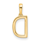 10k Yellow Gold Letter D Pendant with Clear Round Gemstone Border, Bold Initial Charm