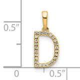 14k Yellow Gold Initial D Pendant with Cubic Zirconia, Alphabet Charm for Women