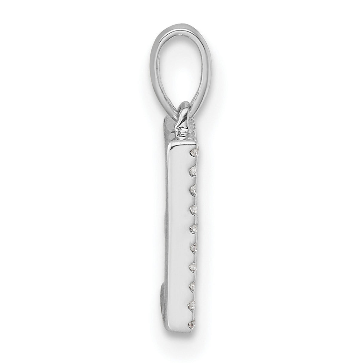 14k White Gold Letter E Pendant with Diamond Accents, Dainty Monogram Charm for Women