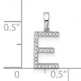 14k White Gold Letter E Pendant with Diamond Accents, Dainty Monogram Charm for Women