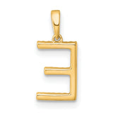14k Yellow Gold Letter E Pendant with Round White Stones, Initial Charm for Women or Unisex Wear