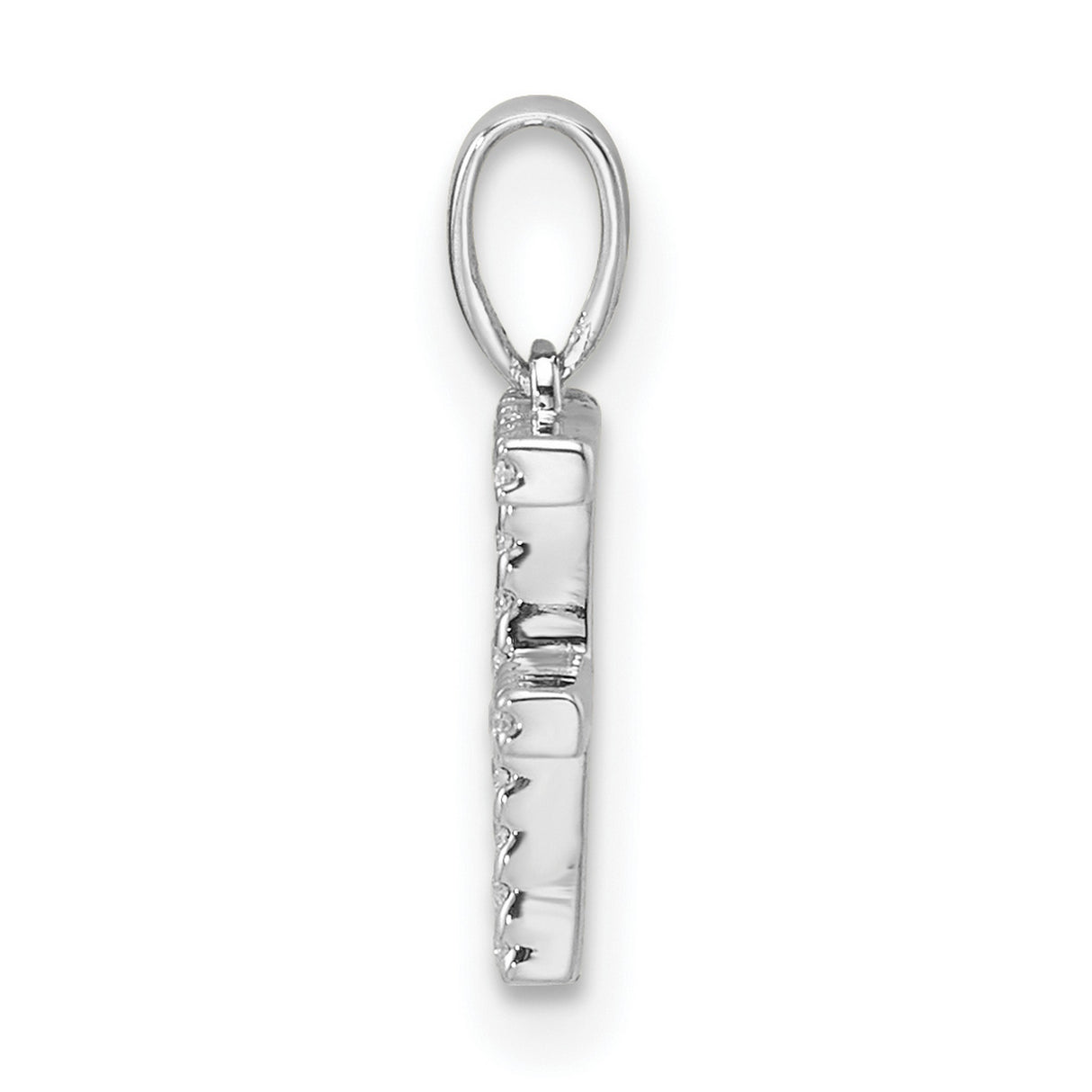 Diamond Letter F Initial Charm Pendant in Real 14k White Gold
