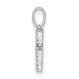 Diamond Letter F Initial Charm Pendant in Real 14k White Gold