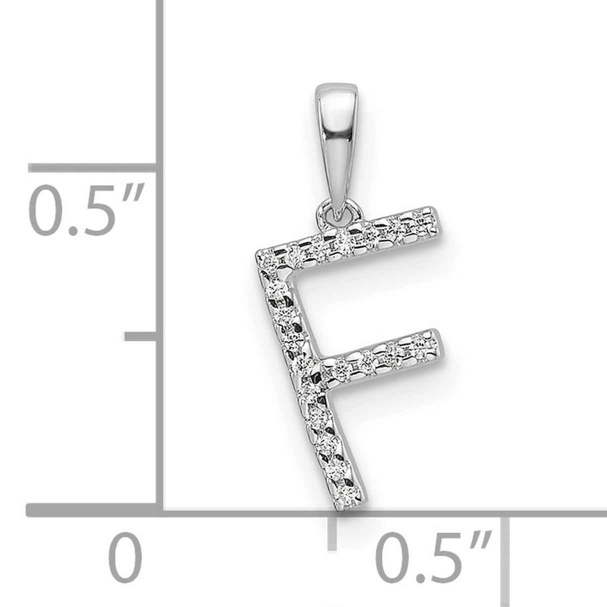 Diamond Letter F Initial Charm Pendant in Real 14k White Gold