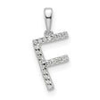 Diamond Letter F Initial Charm Pendant in Real 14k White Gold