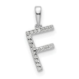 Diamond Letter F Initial Charm Pendant in Real 14k White Gold