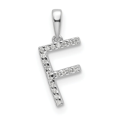 Diamond Letter F Initial Charm Pendant in Real 14k White Gold