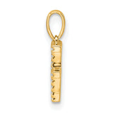 14k Yellow Gold Letter F Pendant Charm with Cubic Zirconia, Dainty Initial Jewelry