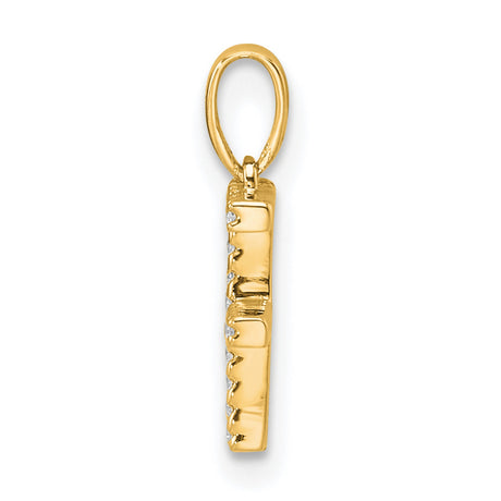 14k Yellow Gold Letter F Pendant Charm with Cubic Zirconia, Dainty Initial Jewelry