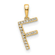 14k Yellow Gold Letter F Pendant Charm with Cubic Zirconia, Dainty Initial Jewelry