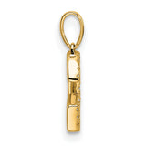 10k Yellow Gold Letter G Pendant with Cubic Zirconia, Polished Monogram Charm for Women
