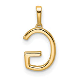 10k Yellow Gold Letter G Pendant with Cubic Zirconia, Polished Monogram Charm for Women