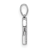 14k White Gold Letter G Pendant with Round Cut Diamonds, Dainty Initial Charm for Women