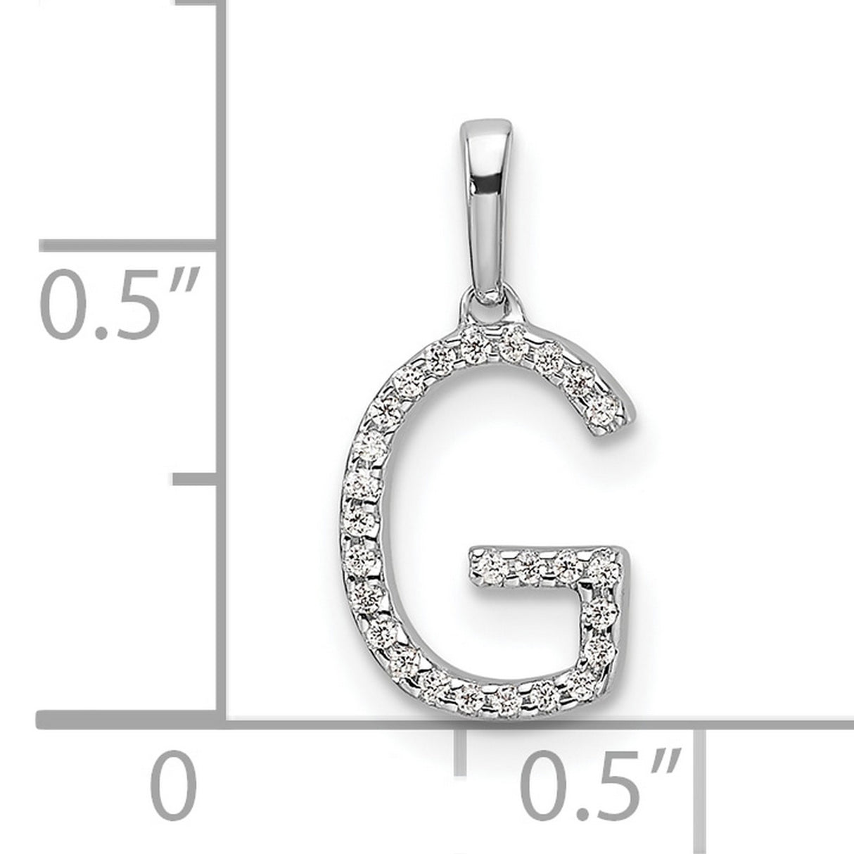 14k White Gold Letter G Pendant with Round Cut Diamonds, Dainty Initial Charm for Women