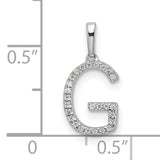 14k White Gold Letter G Pendant with Round Cut Diamonds, Dainty Initial Charm for Women
