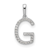 14k White Gold Letter G Pendant with Round Cut Diamonds, Dainty Initial Charm for Women