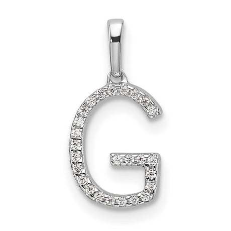14k White Gold Letter G Pendant with Round Cut Diamonds, Dainty Initial Charm for Women