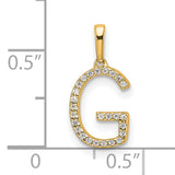 14k Yellow Gold Letter G Pendant with Cubic Zirconia, Uppercase Initial Charm