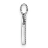 14k White Gold Letter H Pendant with Cubic Zirconia, Initial Charm Jewelry for Women