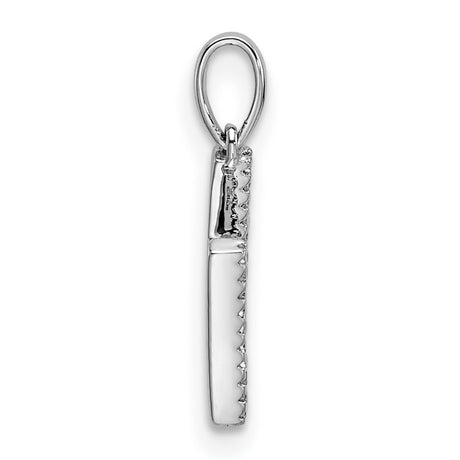 14k White Gold Letter H Pendant with Cubic Zirconia, Initial Charm Jewelry for Women