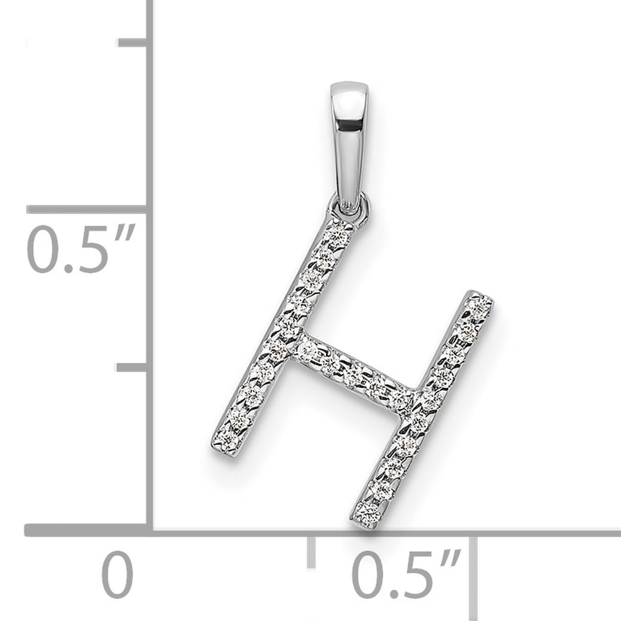 14k White Gold Letter H Pendant with Cubic Zirconia, Initial Charm Jewelry for Women