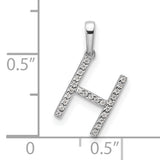 14k White Gold Letter H Pendant with Cubic Zirconia, Initial Charm Jewelry for Women