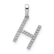 14k White Gold Letter H Pendant with Cubic Zirconia, Initial Charm Jewelry for Women