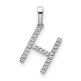 14k White Gold Letter H Pendant with Cubic Zirconia, Initial Charm Jewelry for Women