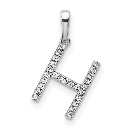 14k White Gold Letter H Pendant with Cubic Zirconia, Initial Charm Jewelry for Women