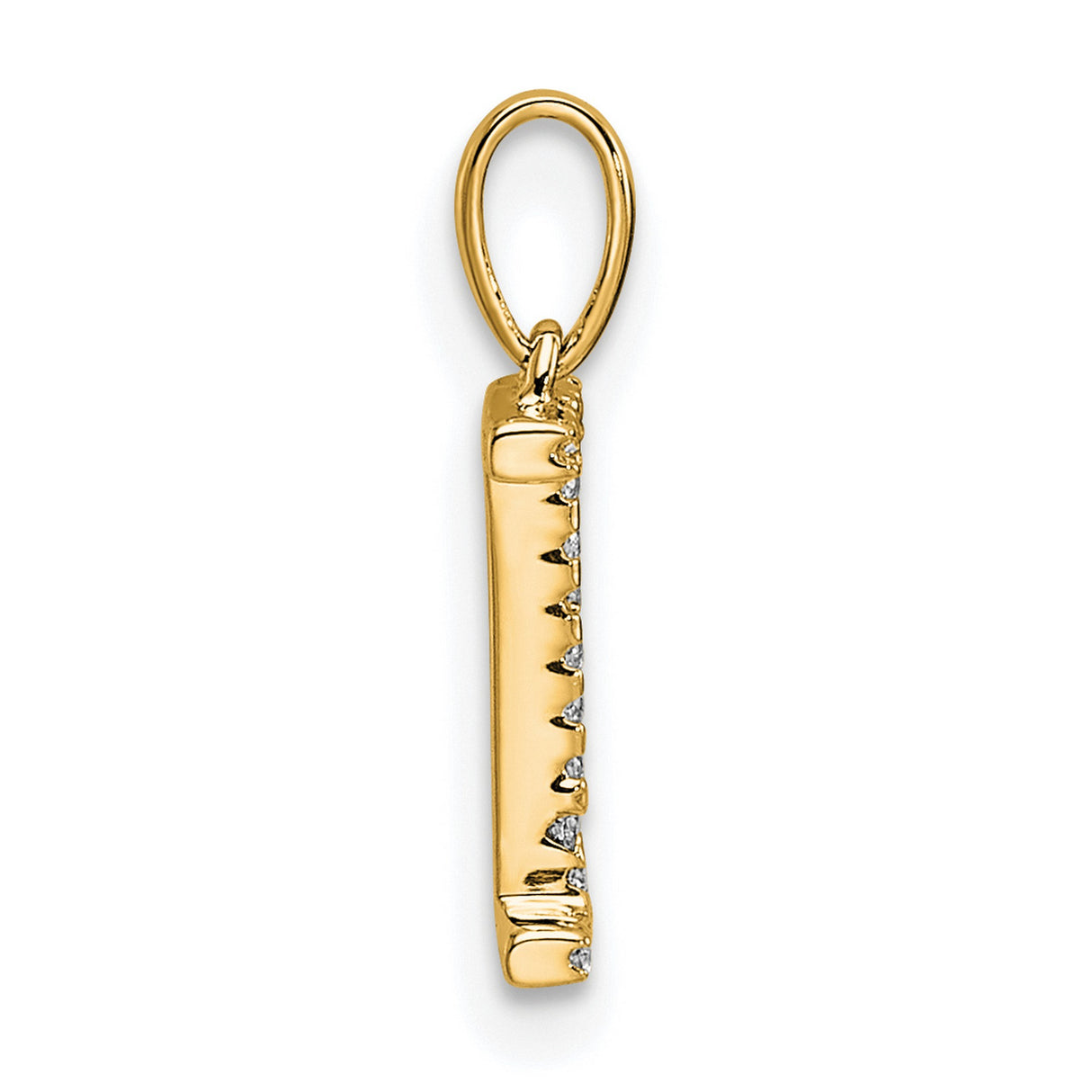 10k Yellow Gold Letter I Pendant with Cubic Zirconia, Script Initial Charm for Women and Unisex