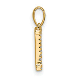 10k Yellow Gold Letter I Pendant with Cubic Zirconia, Script Initial Charm for Women and Unisex
