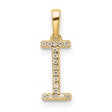 10k Yellow Gold Letter I Pendant with Cubic Zirconia, Script Initial Charm for Women and Unisex