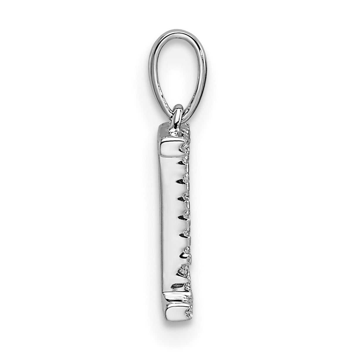 Diamond Letter I Initial Charm Pendant in Real 14k White Gold