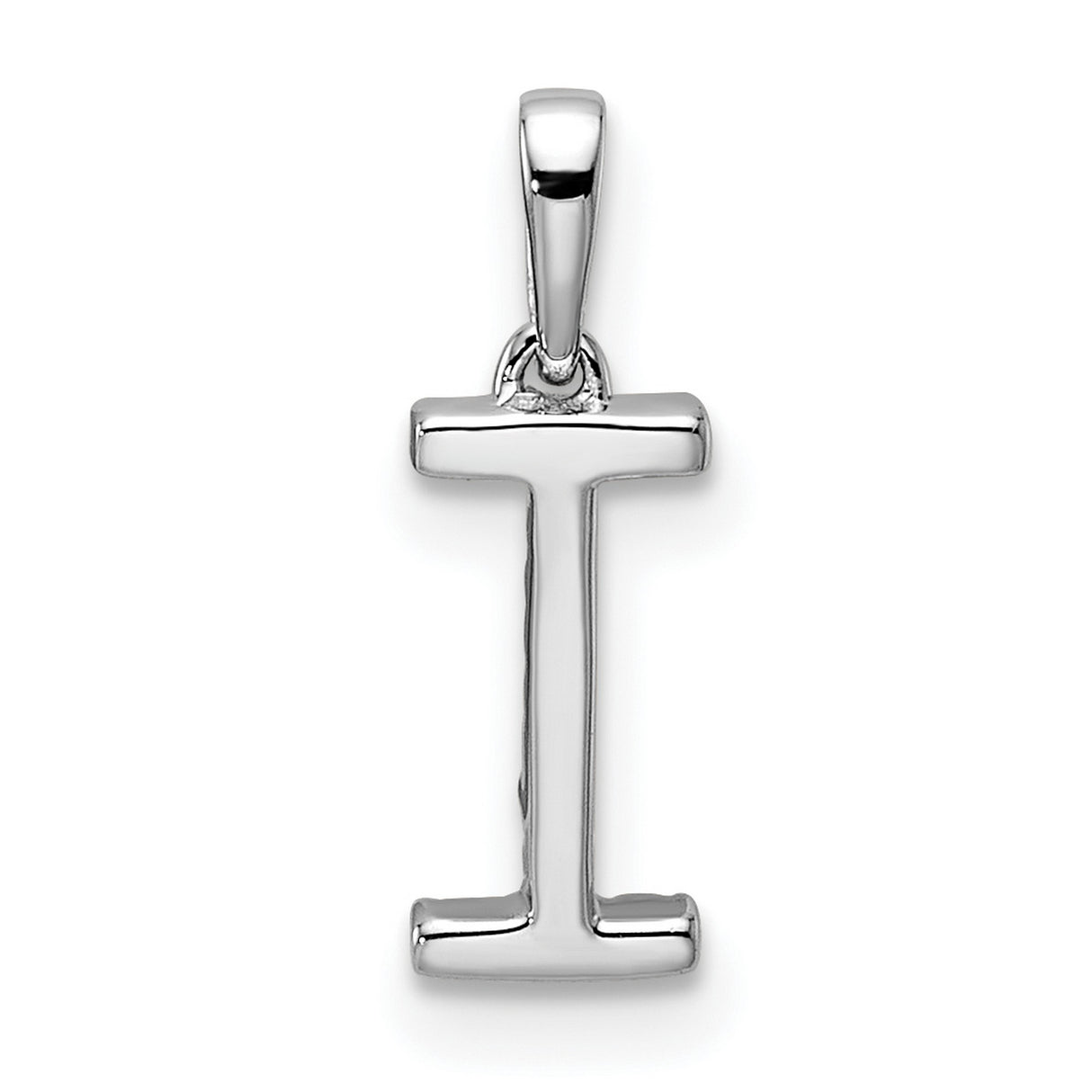 Diamond Letter I Initial Charm Pendant in Real 14k White Gold
