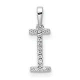 Diamond Letter I Initial Charm Pendant in Real 14k White Gold