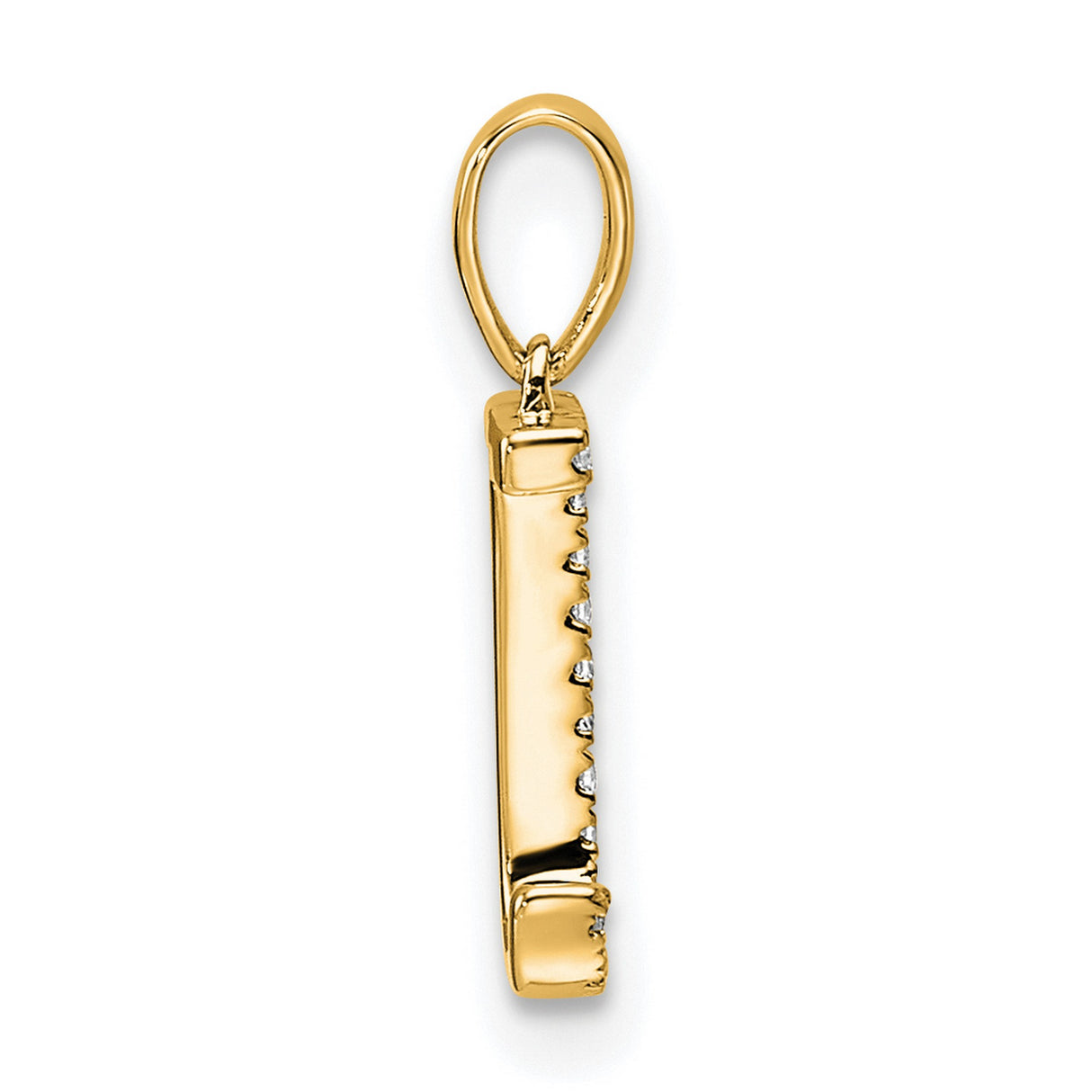 10k Yellow Gold Pendant with Letter J and White Gemstone Accent, Personalized Initial Charm