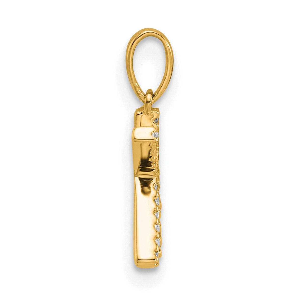 10k Yellow Gold K Initial Pendant with Clear Cubic Zirconia, Alphabet Letter Charm for Women