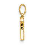 10k Yellow Gold K Initial Pendant with Clear Cubic Zirconia, Alphabet Letter Charm for Women