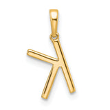 10k Yellow Gold K Initial Pendant with Clear Cubic Zirconia, Alphabet Letter Charm for Women