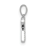 14k White Gold Diamond Initial Pendant, Letter K Monogram Charm for Women